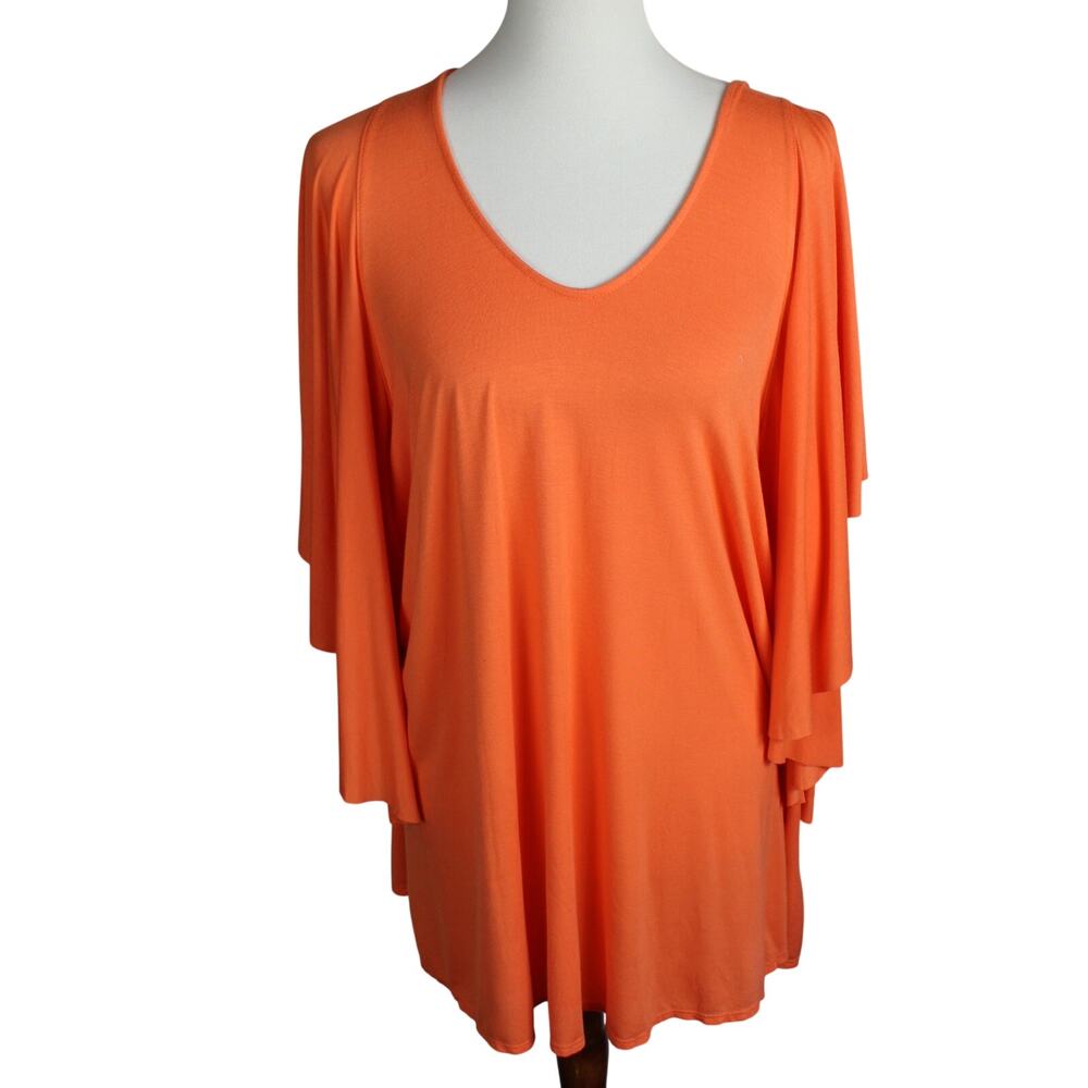 Free People Beach Cover Up Women Small Orange Boho Tunic Flowy Resort Swimsuit - Picture 2 of 7